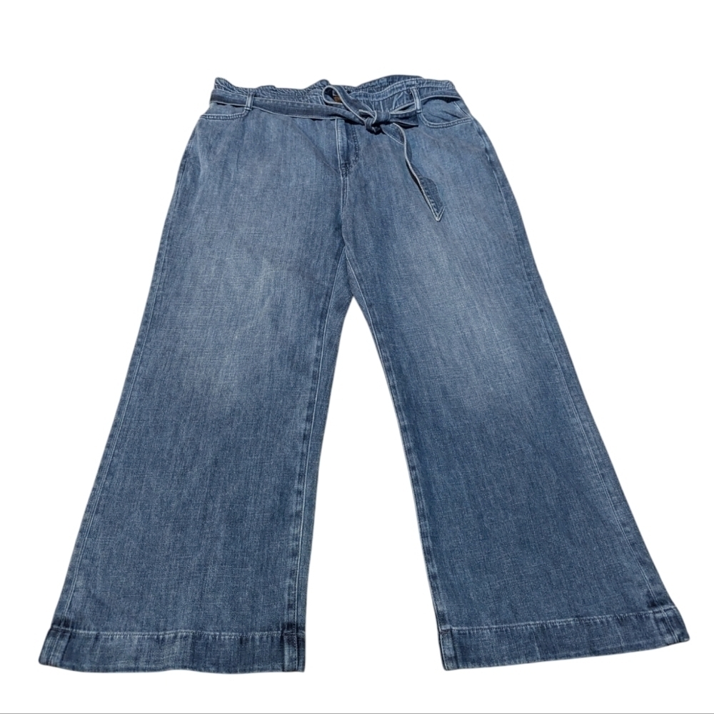 J.CREW Jeans Medium Wash Ultra Wide Leg Paperbag Denim Trousers Women's Size 35